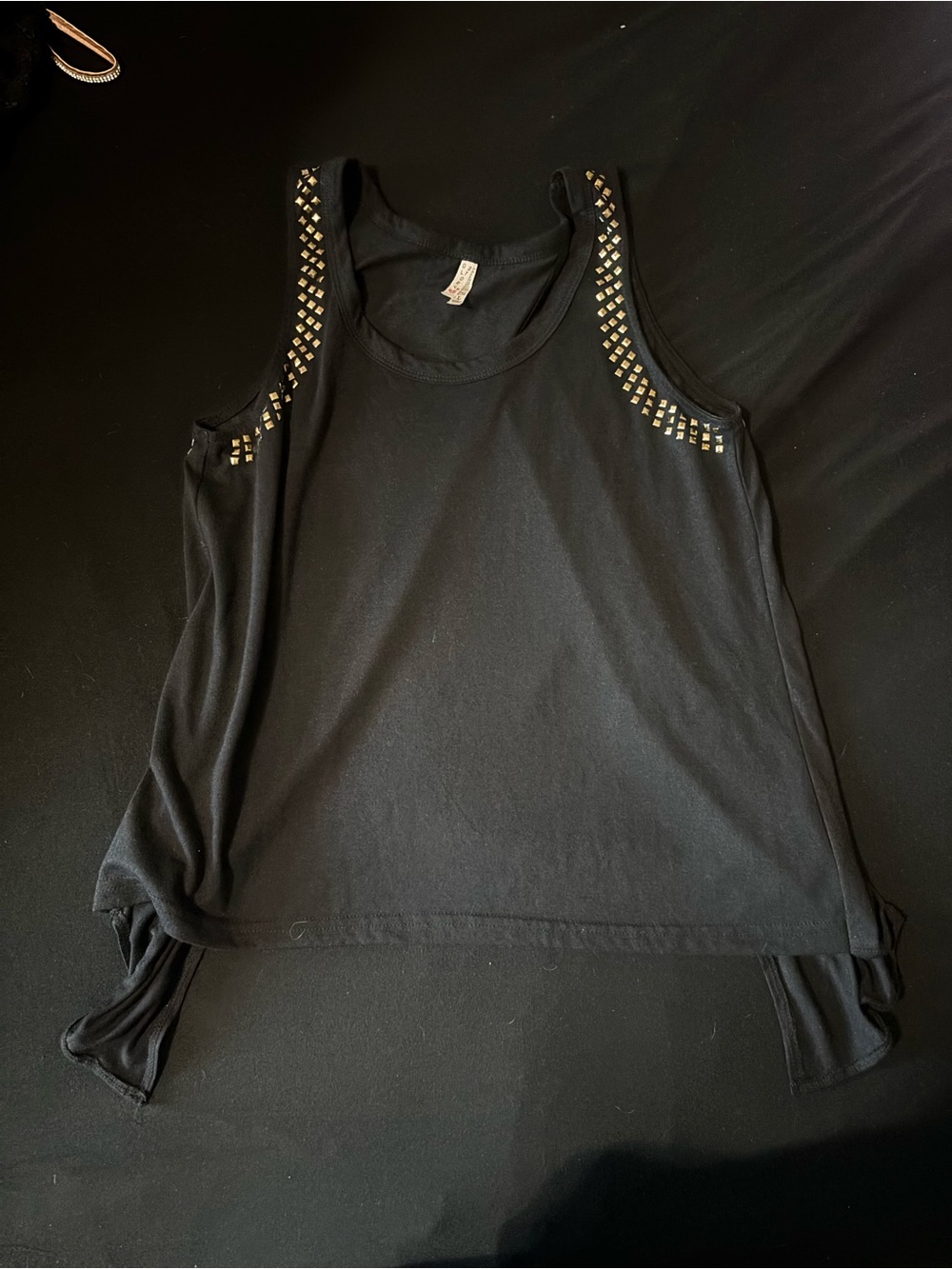 Tory Burch Black Tank Top with Gold Stud Detailing